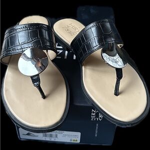 Naturalizer black and silver toe sandals, size 8M. $65